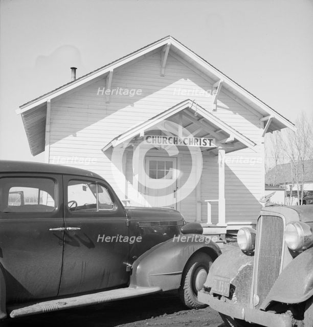Sunday morning service, Tranquillity, California. 1938. Creator: Dorothea Lange.