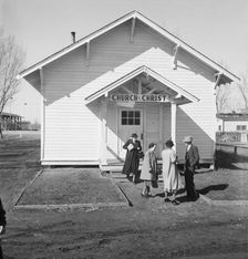 Sunday morning service, Tranquillity, California, 1938. Creator: Dorothea Lange