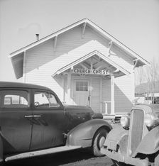 Sunday morning service, Tranquillity, California. 1938. Creator: Dorothea Lange