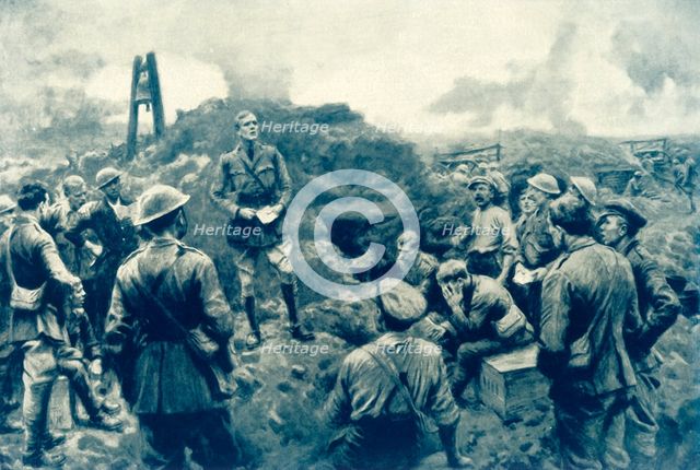 'Sunday on the Western Front: Chaplain Conducts Impromptu Service', 1917. Creator: Unknown.