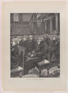 Sunday at Chelsea Hospital (from "The Graphic," vol. 3), February 18, 1871. Creators: Hubert von Herkomer, Unknown