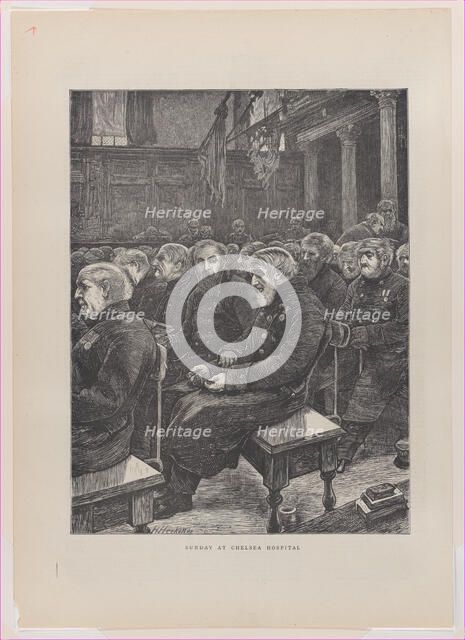 Sunday at Chelsea Hospital (from "The Graphic," vol. 3), February 18, 1871. Creators: Hubert von Herkomer, Unknown.