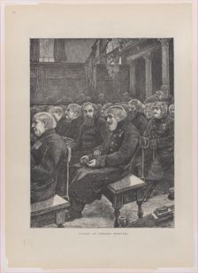 Sunday at Chelsea Hospital (from "The Graphic," vol. 3), February 18, 1871. Creators: Hubert von Herkomer, Unknown