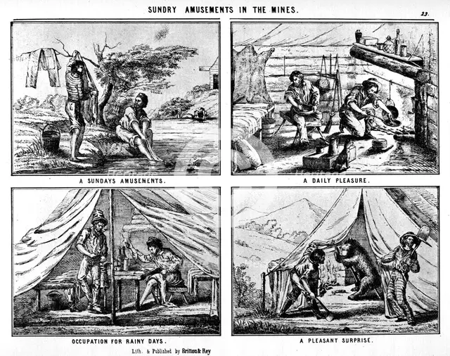 'Sunday Amusements in the Mines', 19th century (1937).Artist: Britton & Rey
