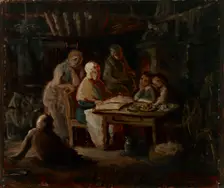 Sunday evening at Grandma's (Grandma's birthday), sketch, 1861. Creator: Robert Wilhelm Ekman
