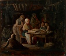 Sunday evening at Grandma's (Grandma's birthday), sketch, 1861. Creator: Robert Wilhelm Ekman