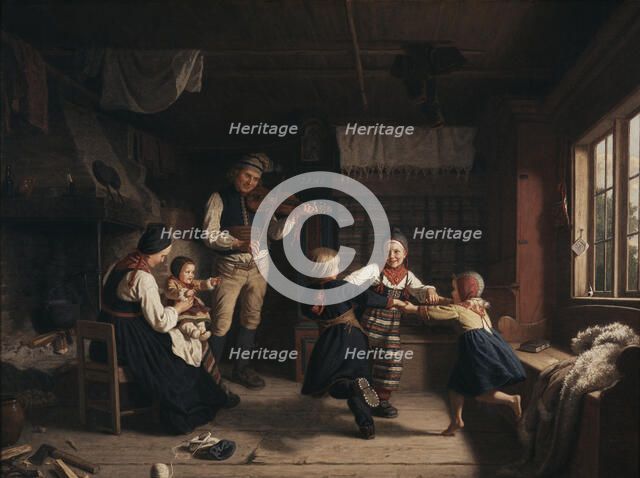 Sunday Evening in a Farmhouse in Dalarna, 1860.