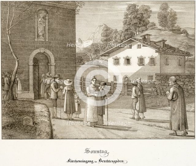 Sunday: Going to Church Near Berchtesgaden, 1823. Creator: Ferdinand Olivier.