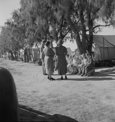 Sunday school for migrant children in a potato pickers camp, Kern County, California, 1937. Creator: Dorothea Lange