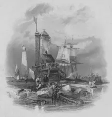 Sunderland: the light house on the south pier 1836. Artist: Edward Francis Finden