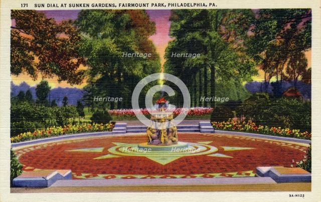 Sundial, Sunken Gardens, Fairmount Park, Philadelphia, Pennsylvania, USA, 1933. Artist: Unknown