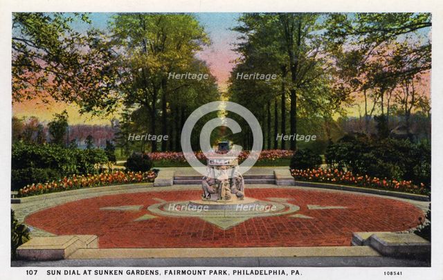 Sundial, Sunken Gardens, Fairmount Park, Philadelphia, Pennsylvania, USA, 1926. Artist: Unknown
