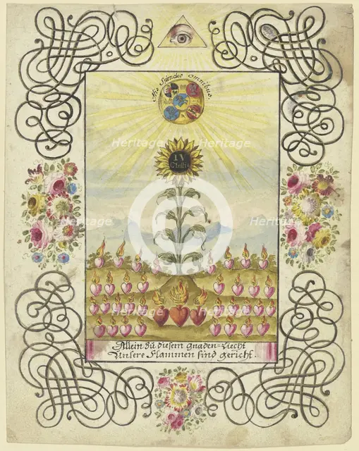 Sunflower with gold lettering, c1740-1788. Creator: Johann Esaias Nilson.