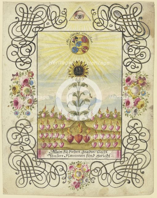 Sunflower with gold lettering, c1740-1788. Creator: Johann Esaias Nilson.
