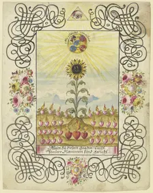 Sunflower with gold lettering, c1740-1788. Creator: Johann Esaias Nilson