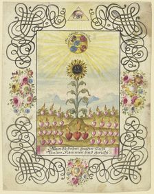 Sunflower with gold lettering, c1740-1788. Creator: Johann Esaias Nilson