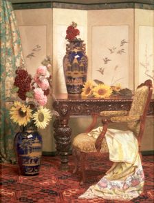 Sunflowers and hollyhocks 1889. Artist: Kate Hayllar