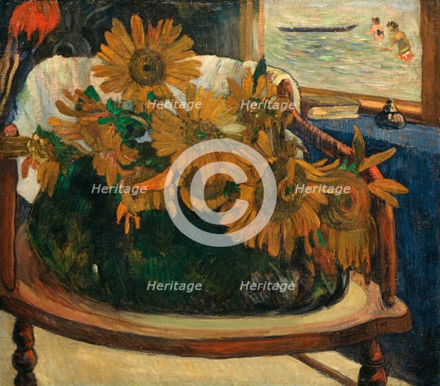 Sunflowers on an armchair (Tournesols sur un fauteuil), 1901. Creator: Gauguin, Paul Eugéne Henri (1848-1903).