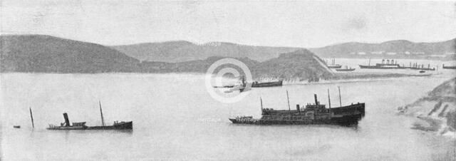 Sunken Japanese ships, Russo-Japanese War, 1904-5. Artist: Unknown