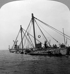 Sunken warship HMS Vindictive Ostend, Belgium, World War I, 1918.Artist: Realistic Travels Publishers