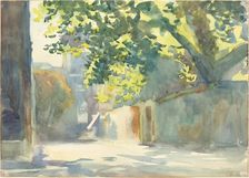 Sunlit Wall Under a Tree, c. 1913. Creator: John Singer Sargent