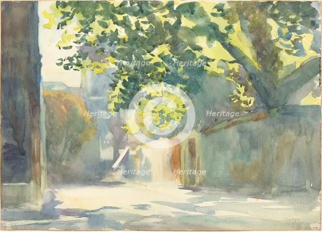 Sunlit Wall Under a Tree, c. 1913. Creator: John Singer Sargent.