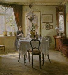 Sunlight in the Dining-room, 1889. Creator: Viggo Johansen