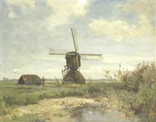 Sunny Day a Windmill on a Waterway, c.1860-c.1903. Creator: Paul Joseph Constantin Gabriel