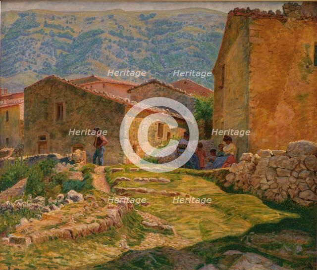 Sunny morning in Civita d'Antino; Sunshine. Before dinner. Civita d'Antino, 1905. Creator: Kristian Zahrtmann.