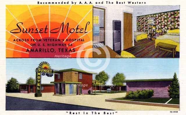 Sunset Motel, Amarillo, Texas, USA, 1951. Artist: Unknown