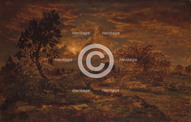 Sunset near Arbonne, ca. 1860-65. Creator: Theodore Rousseau.