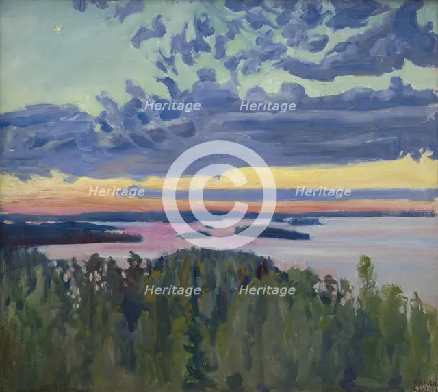 Sunset over a Lake. Creator: Gallen-Kallela, Akseli (1865-1931).