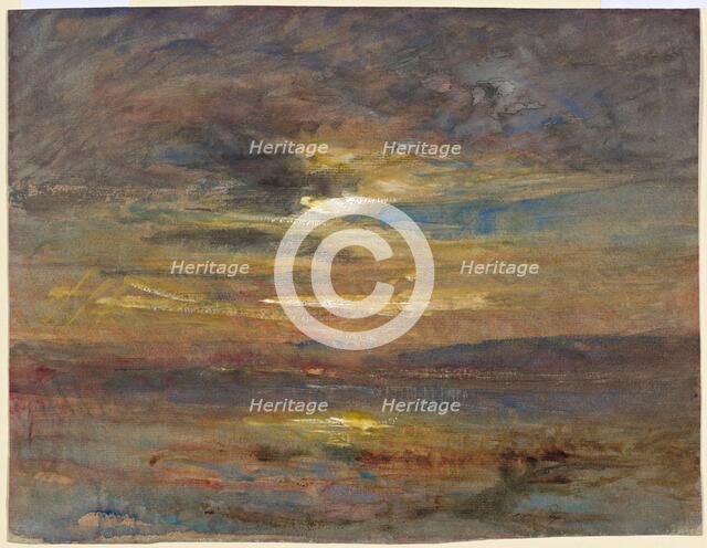 Sunset over a Pond, c. 1880. Creator: Auguste François Ravier.