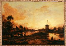 Sunset over the Issel, c.1645. Creator: Aert van der Neer