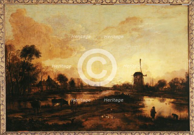 Sunset over the Issel, c.1645. Creator: Aert van der Neer.