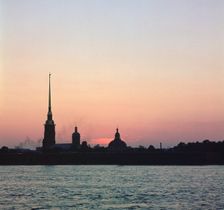 Sunset over the River Neva in St Petersburg