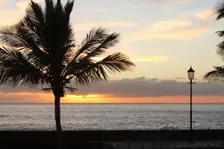 Sunset over the sea, Tazacorte, La Palma, Canary Islands, Spain, 2009. Creator: Peter Thompson