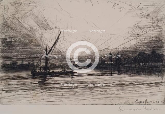 Sunset Over The Thames, 1862. Creator: Francis Seymour Haden.