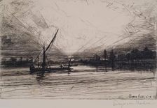 Sunset Over The Thames, 1862. Creator: Francis Seymour Haden