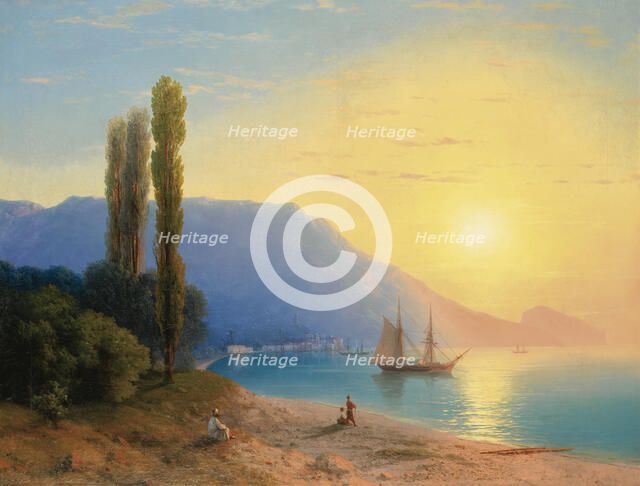 Sunset over Yalta. Artist: Aivazovsky, Ivan Konstantinovich (1817-1900)