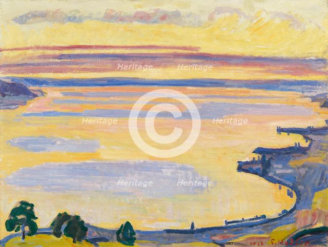 Sunset on Lake Geneva from Caux, 1917. Creator: Ferdinand Hodler.