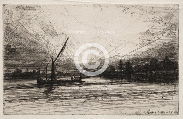 Sunset on the Thames, 1862. Creator: Francis Seymour Haden (British, 1818-1910).