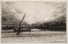 Sunset on the Thames, 1862. Creator: Francis Seymour Haden (British, 1818-1910)