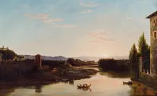 Sunset on the Arno, 1837. Creator: Thomas Cole
