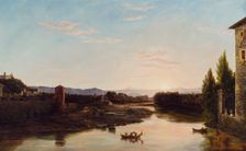Sunset on the Arno, 1837. Creator: Thomas Cole