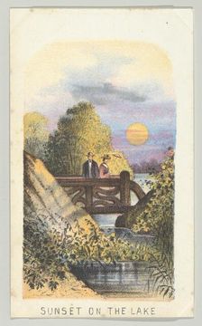 Sunset on the Lake, from the series, Views in Central Park, New York, Part 2, 1864. Creator: Louis Prang