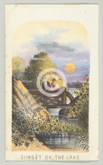 Sunset on the Lake, from the series, Views in Central Park, New York, Part 2, 1864. Creator: Louis Prang.