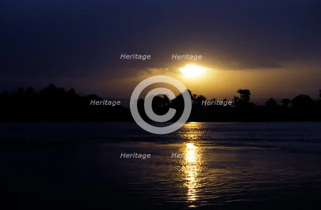 Sunset on the River Nile, Egypt. Artist: Unknown