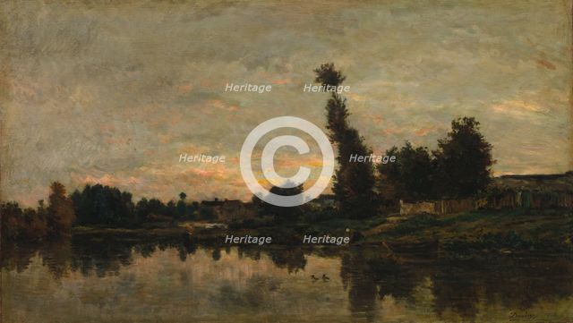 Sunset on the River Oise, 1866. Creator: Charles François Daubigny (French, 1817-1878).