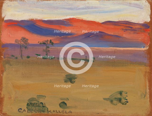Sunset on the Savannah, 1909. Creator: Akseli Gallen-Kallela.